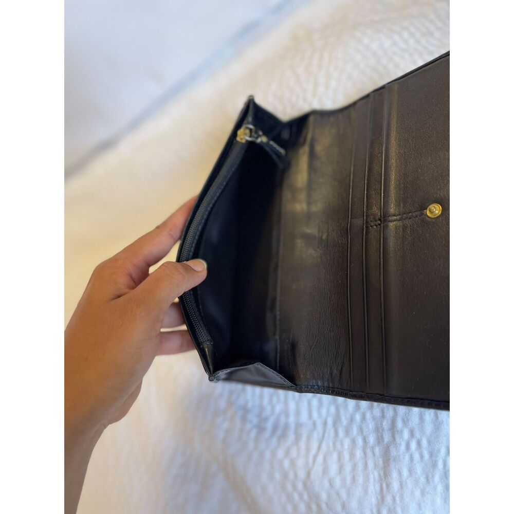 Coach Womens Black Jacquard Canvas Patent Leather C Signature Slim Wallet - Picture 7 of 11